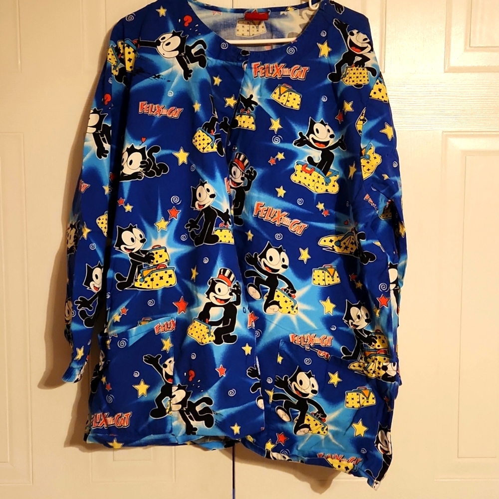 Flex The Cat Long Sleeve Scrub Top